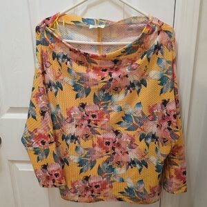 Umgee Yellow Floral Women's Blouse